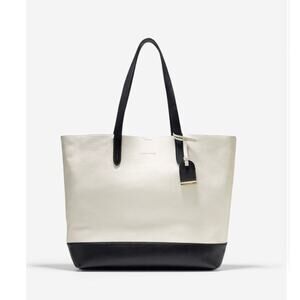 Cole Haan Palermo Large Leather Structured Everywhere Multi Purpose Bag B&W| GUC